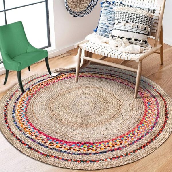 Ntural Jute & Multi Rugs 2x2ft