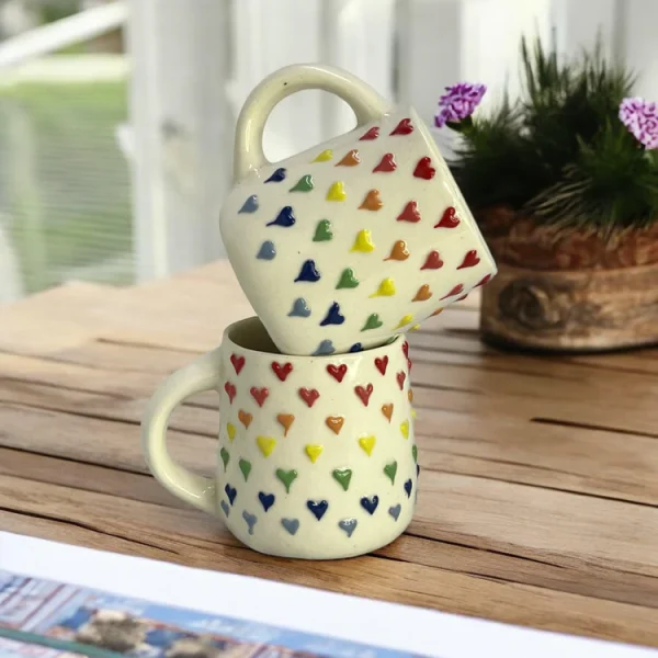 Clayful Homes COLORFUL HEARTS MUGS – Handmade Ceramic Mugs - Image 3