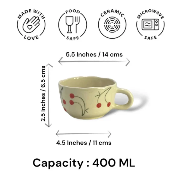 Clayful Homes Cappuccino Mug Cherry – Handmade Ceramic Mug - Image 2