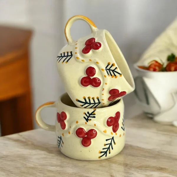 Clayful Homes CHERRY-LICIOUS MUGS – Handmade Ceramic Mugs - Image 4