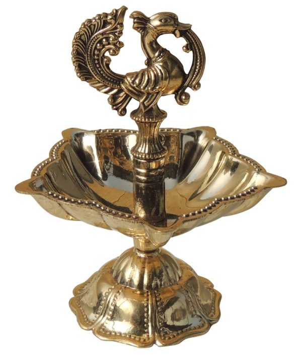 Elegant Brass Murga Oil Lamp for Puja and Decor