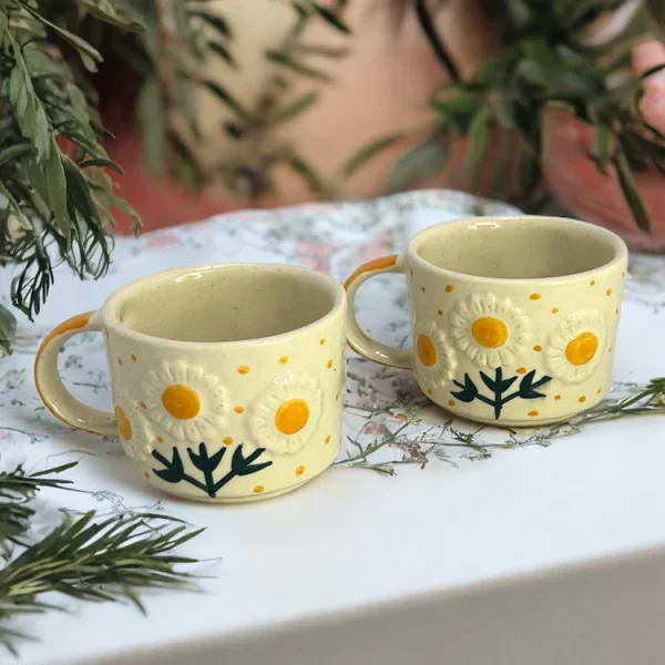 Clayful Homes SUNNY MUGS – Hand-Painted Ceramic Mugs for Every Sip