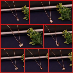 New Rose Gold Fancy Box Chain And Beautiful Necklace For Girls and Women's (1) (COMBO PACK OF 7 PIC)