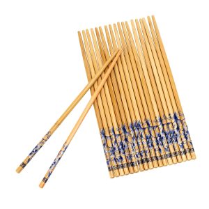 10 Pairs Natural Bamboo Reusable Chopsticks for Sushi, Noodles, Fried Rice (24 cm, assorted color) (Bamboo Chopstick - Pair 10)