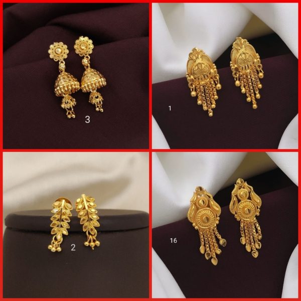 Earrings Jhumkhas Gold Jhumka Charming Women's and Girls (RK_JE-3) & Gold Plated Earrings for Women's & Girls (RK_ G-1,G-2,G-16) (COMBO PACK OF 4 PAIRS)