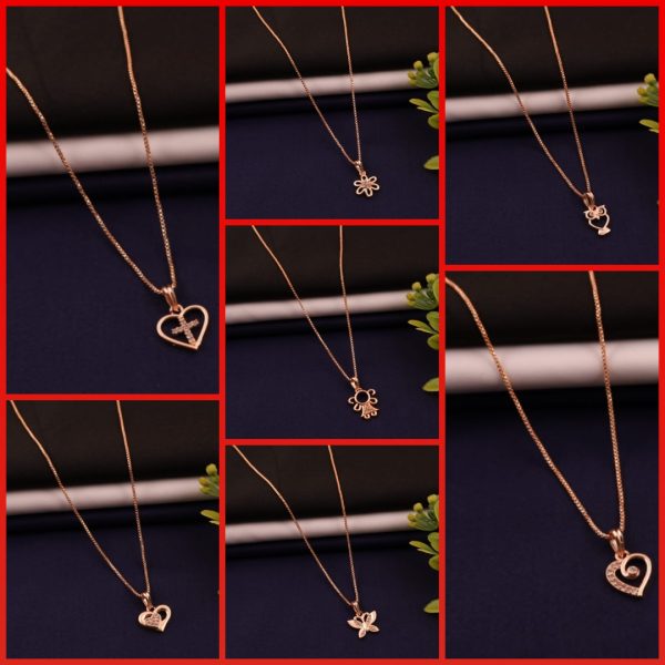 New Rose Gold Fancy Box Chain And Beautiful Necklace For Girls and Women's (2) (COMBO PACK OF 7 PIC)