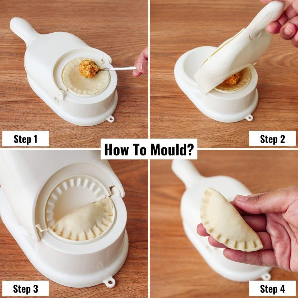 Holi Special 2 in 1 Dumpling Maker Ghughra Momos Maker Machine, Skin Press Mould for Gujiya Ghughra Mould Machine, Kitchen Dumpling Making Tool with Dumpling Puri Maker - Image 2