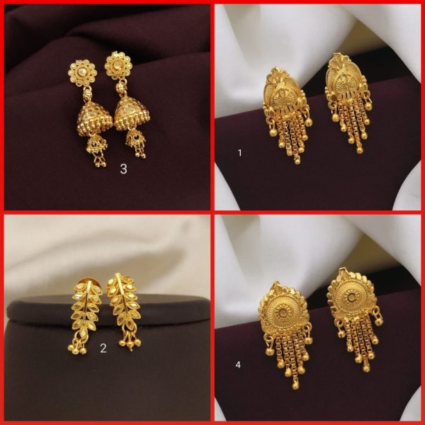 Earrings Jhumkhas Gold Jhumka Charming Women's and Girls (RK_JE-3) & Gold Plated Earrings for Women's & Girls (RK_ G-1,G-2,G-4) (COMBO PACK OF 4 PAIRS)