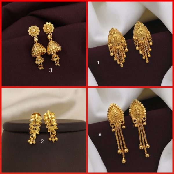 Earrings Jhumkhas Gold Jhumka Charming Women's and Girls (RK_JE-3) & Gold Plated Earrings for Women's & Girls (RK_ G-1,G-2,G-6) (COMBO PACK OF 4 PAIRS)