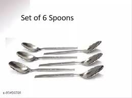 6 pieces steel spoons assorted design