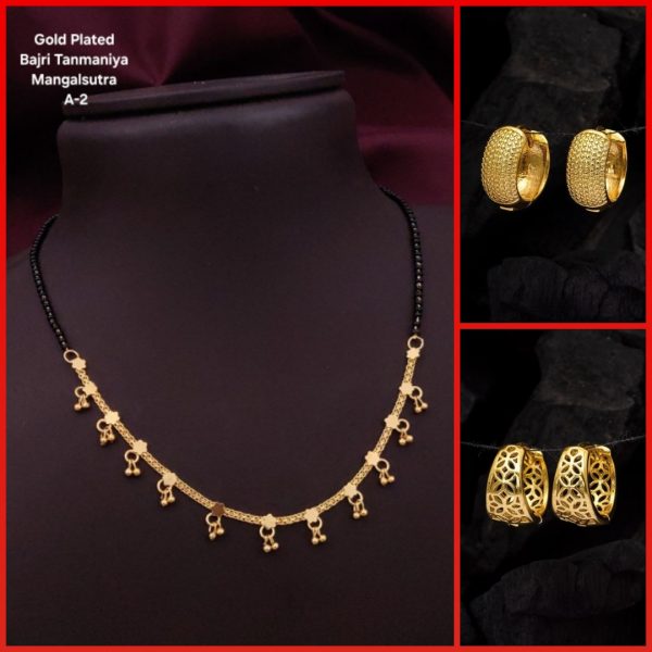 New fancy Short Antique MangalSutra for Women's (RK_A-2) & Earrings combo (COMBO PACK OF 1 PIC & 2 PAIRS)