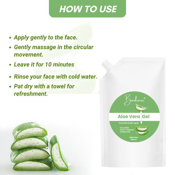 Banlieue Aloe Vera Gel Refill Pack | Pure & Natural Skincare Solution for All Skin type 500ml - Image 5