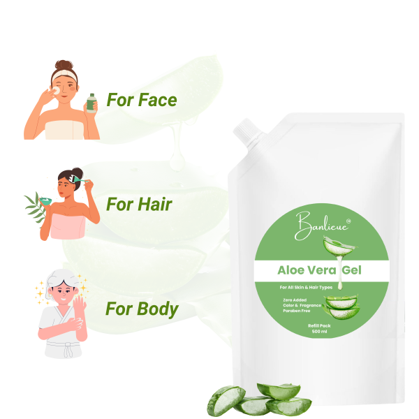 Banlieue Aloe Vera Gel Refill Pack | Pure & Natural Skincare Solution for All Skin type 500ml - Image 3