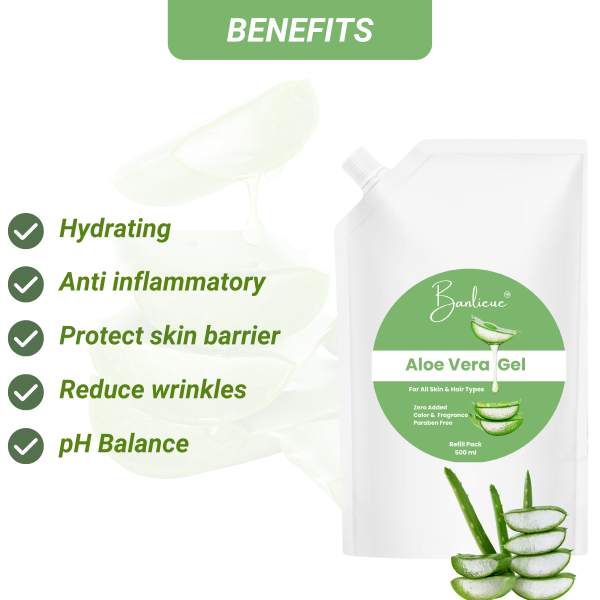 Banlieue Aloe Vera Gel Refill Pack | Pure & Natural Skincare Solution for All Skin type 500ml - Image 4