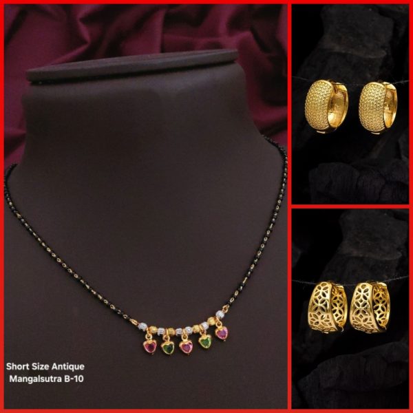 New fancy Short Antique MangalSutra for Women's (RK_B-10) & Earrings combo (COMBO PACK OF 1 PIC & 2 PAIRS)