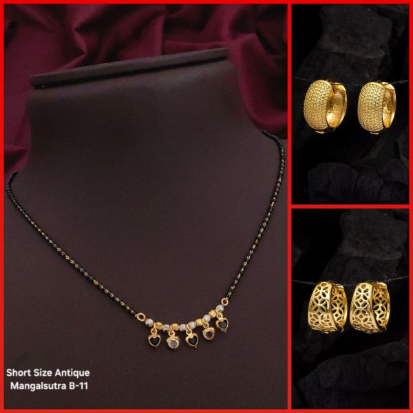 New fancy Short Antique MangalSutra for Women's (RK_B-11) & Earrings combo (COMBO PACK OF 1 PIC & 2 PAIRS)