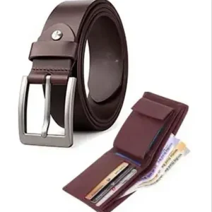 Combo Men’s Formal & Causal Synthetic Belt & Brown album Wallet Combo Unique Design