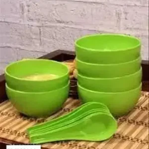 6 pcs Green Soup Bowl with 6 spoons