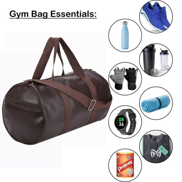 (Brown) Gym Bag for Men & Women Leather Gym Bag with Shoulder Strap Bag Yoga & Travel Bag for Boys & Girls Duffle Bag & Travelling Bag Outdoor - Image 2