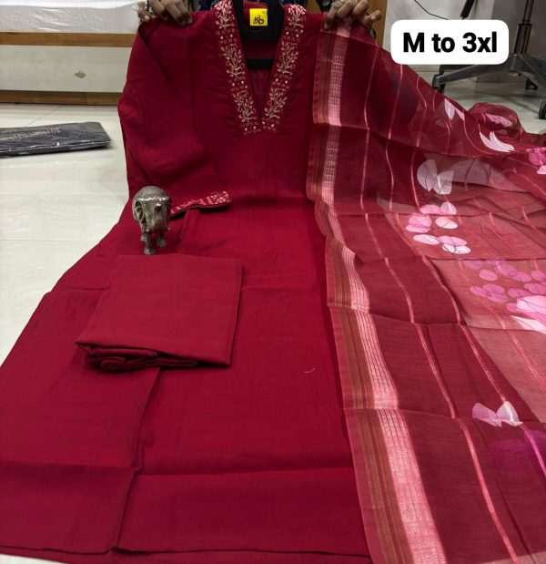 Premium maslin kurti with pant and dupatta - Image 10