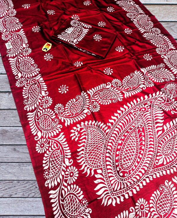 SEMI PURE SILK WORK DONE PRINTED SAREE - Image 6