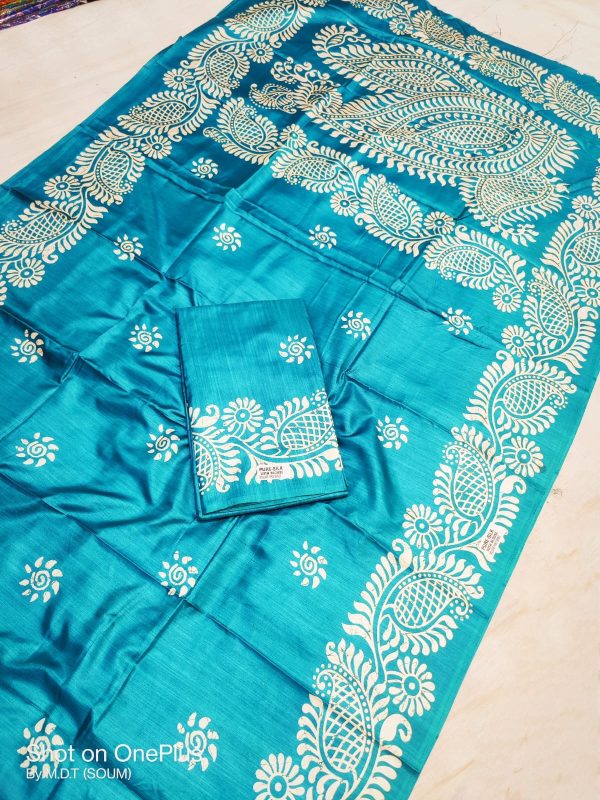 SEMI PURE SILK WORK DONE PRINTED SAREE - Image 3