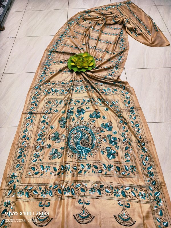 ASSAM SILK SAREE WITH KANTHA STITCH - Image 6