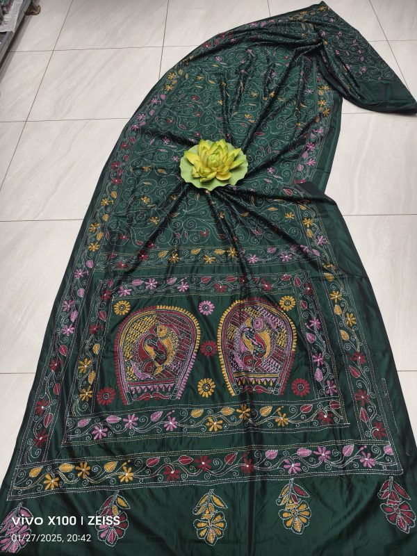 ASSAM SILK SAREE WITH KANTHA STITCH - Image 11