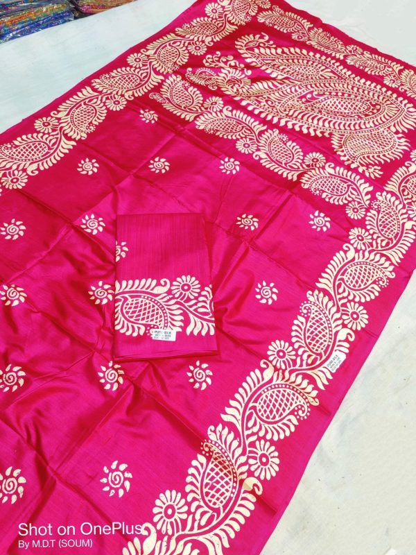 SEMI PURE SILK WORK DONE PRINTED SAREE - Image 5