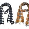 (Multicolour - Pack of 2) Wool Blend Stylish Comfort Checks Winter Muffler