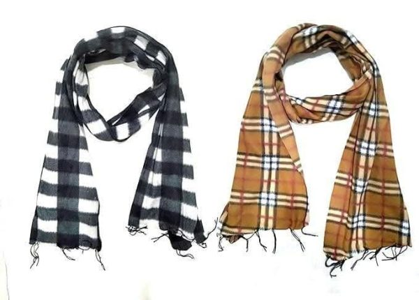 (Multicolour - Pack of 2) Wool Blend Stylish Comfort Checks Winter Muffler