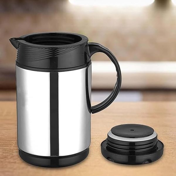 PU Insulated Kettle Stainless Steel Hot & Cold Jug, BPA Free, Leak Proof, 900ml, Black, Ideal for Tea, Coffee, Water, Hot Beverages