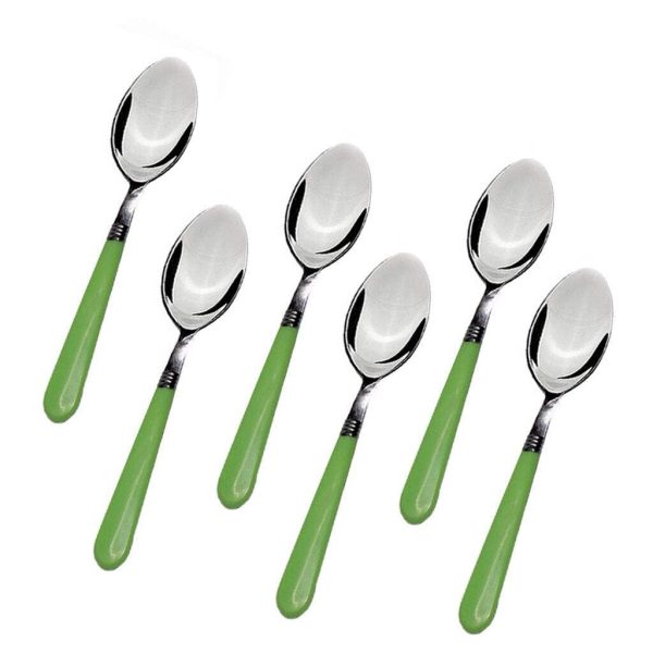 Set of 6 Pcs Half Stainless Steel Spoon Half Plastic with Comfortable Grip Dining Spoon assorted color