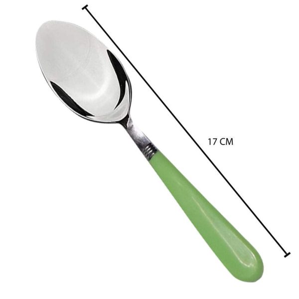 Set of 6 Pcs Half Stainless Steel Spoon Half Plastic with Comfortable Grip Dining Spoon assorted color