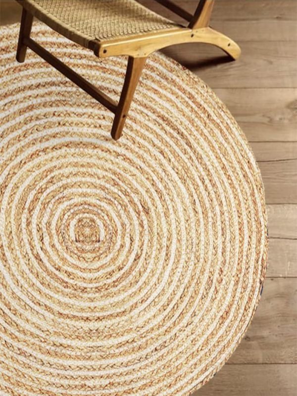 White And Cotton Rope Round Rug 2x2ft - Image 4