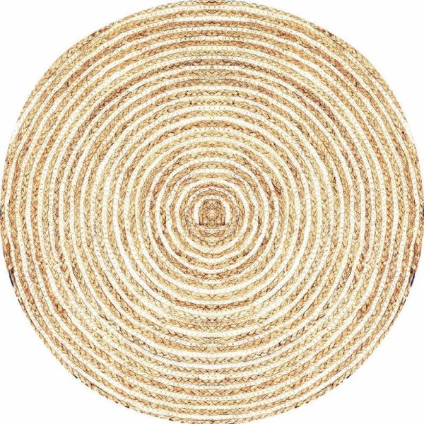 White And Cotton Rope Round Rug 2x2ft - Image 3