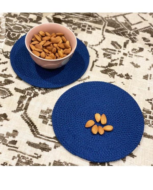 Blue Table Cotton Mat Set of 30x30Cms