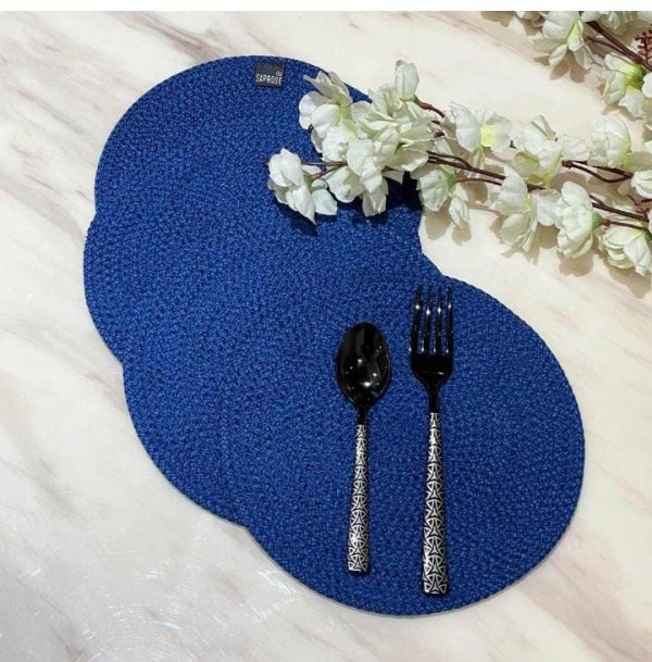 Blue Table Cotton Mat Set of 30x30Cms - Image 4