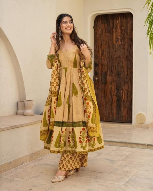 Tijuca fashion Block Print Jaipuri Anarkali Set