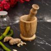 Mango Wood Mortar Pestle Set, Imam Dasta, Natural Wooden Okhli, Spice Mixer Kharal, Kitchen Khalbatta Masher, Ginger Garlic Crusher, Masala Kutni for...