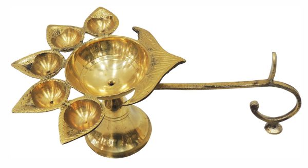 Brass Table Decor Oil Lamp Deepak 5 Wicks 2 Pcs.) (FMAS317 G)