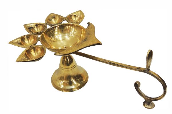 Brass Table Decor Oil Lamp Deepak 5 Wicks 2 Pcs.) (FMAS317 G) - Image 2