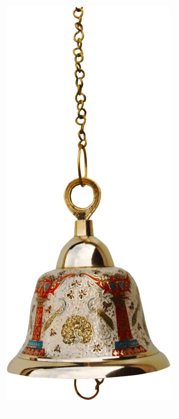 Brass Hanging Temple Pooja Bell, Bell White Color (FMAS511 A) - Image 3