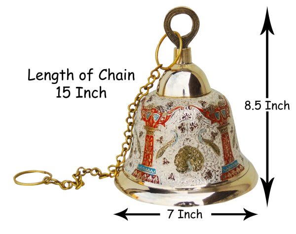 Brass Hanging Temple Pooja Bell, Bell White Color (FMAS511 A)