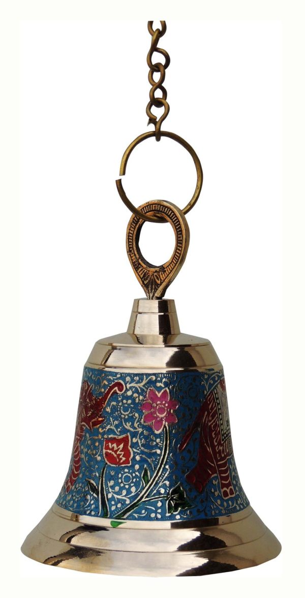 Brass Hanging Temple Pooja Bell, Bell Blue Color (FMAS513 B) - Image 3