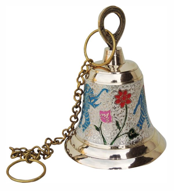 Brass Hanging Temple Pooja Bell, Bell White Color (FMAS513 C) - Image 2