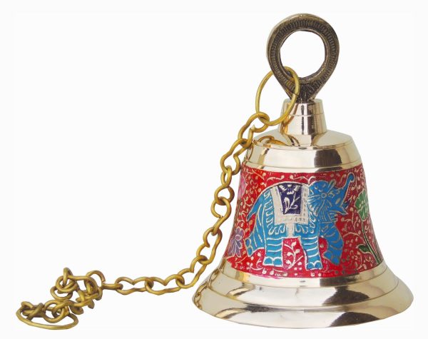 Brass Hanging Temple Pooja Bell, Bell Red Color (FMAS514 A) - Image 2