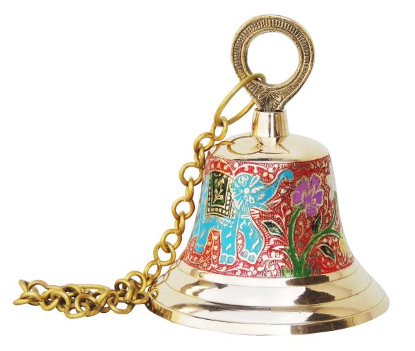 Brass Hanging Temple Pooja Bell, Bell Red Color (FMAS515 A) - Image 2