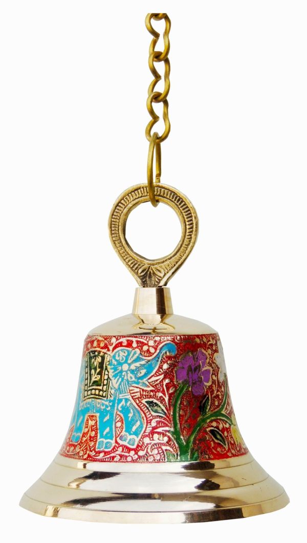 Brass Hanging Temple Pooja Bell, Bell Red Color (FMAS515 A) - Image 3