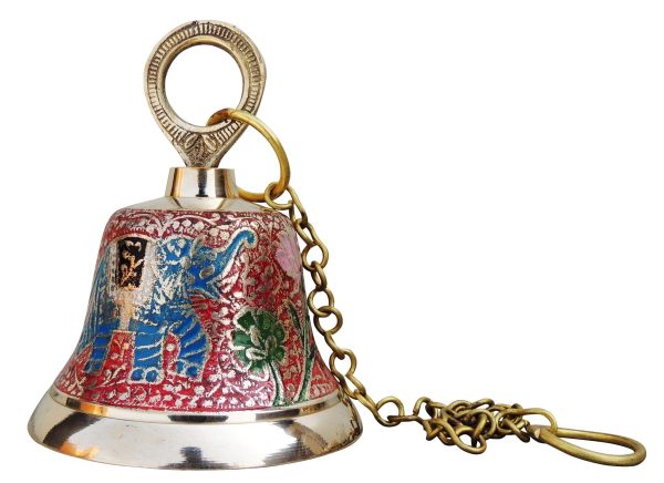 Brass Hanging Temple Pooja Bell, Bell Red Color (FMAS516 A) - Image 2